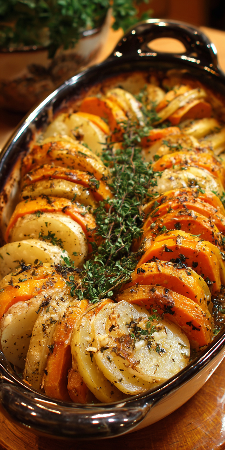 Butternut Squash and Potato Bake served warm with cozy spices