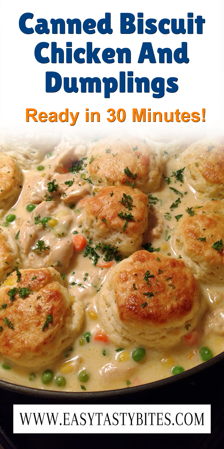 Canned Biscuit Chicken And Dumplings served warm with cozy spices