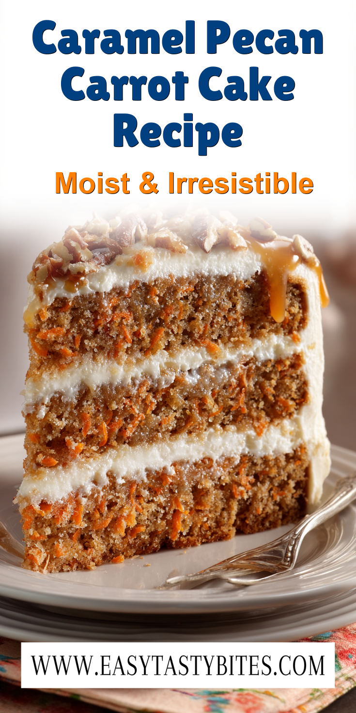 Caramel Pecan Carrot Cake Recipe served warm with cozy spices