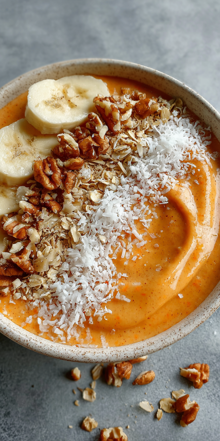 Carrot Cake Smoothie Bowl served warm with cozy spices