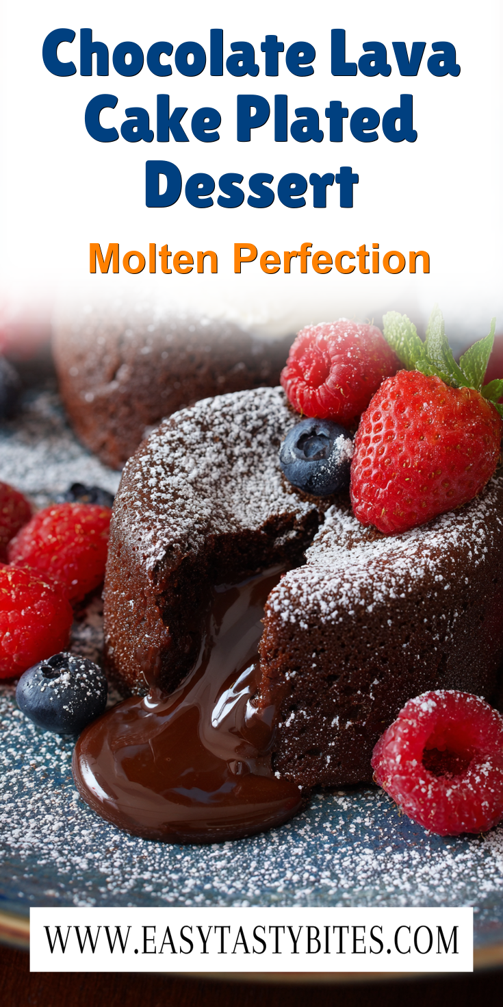 Chocolate Lava Cake Plated Dessert served warm with cozy spices