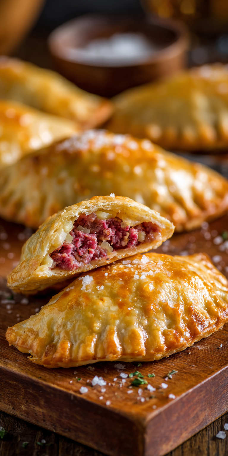 Corned Beef Pasty Hand Pies served warm with cozy spices