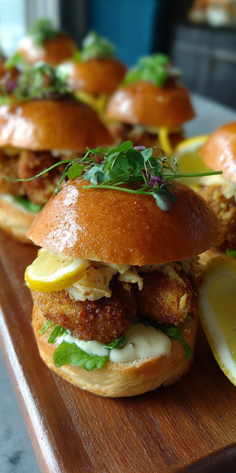 Crab Cake Sliders Seafood Dishes served warm with cozy spices
