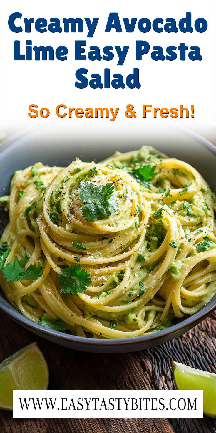 Creamy Avocado Lime Easy Pasta Salad served warm with gentle spices and a cozy aroma