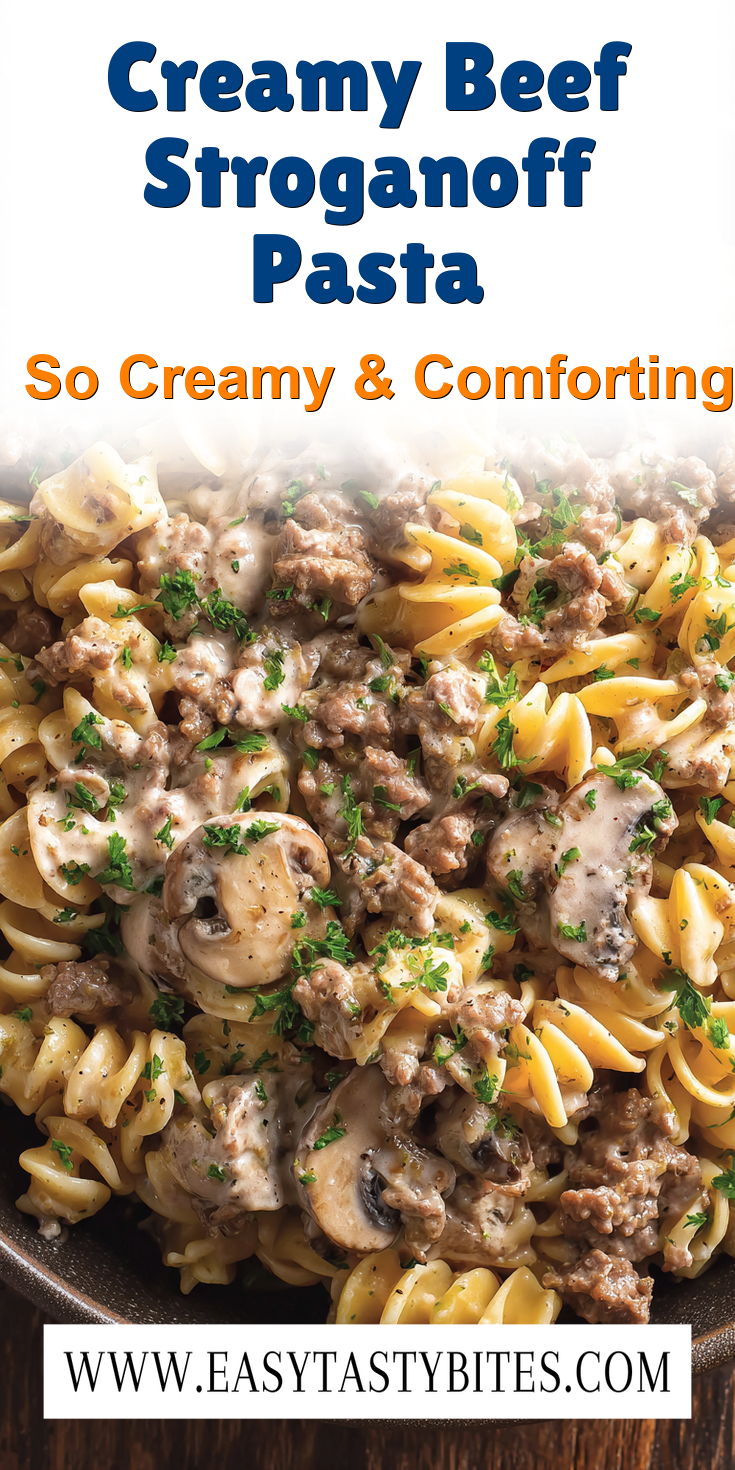 Creamy Beef Stroganoff Pasta served warm with cozy spices