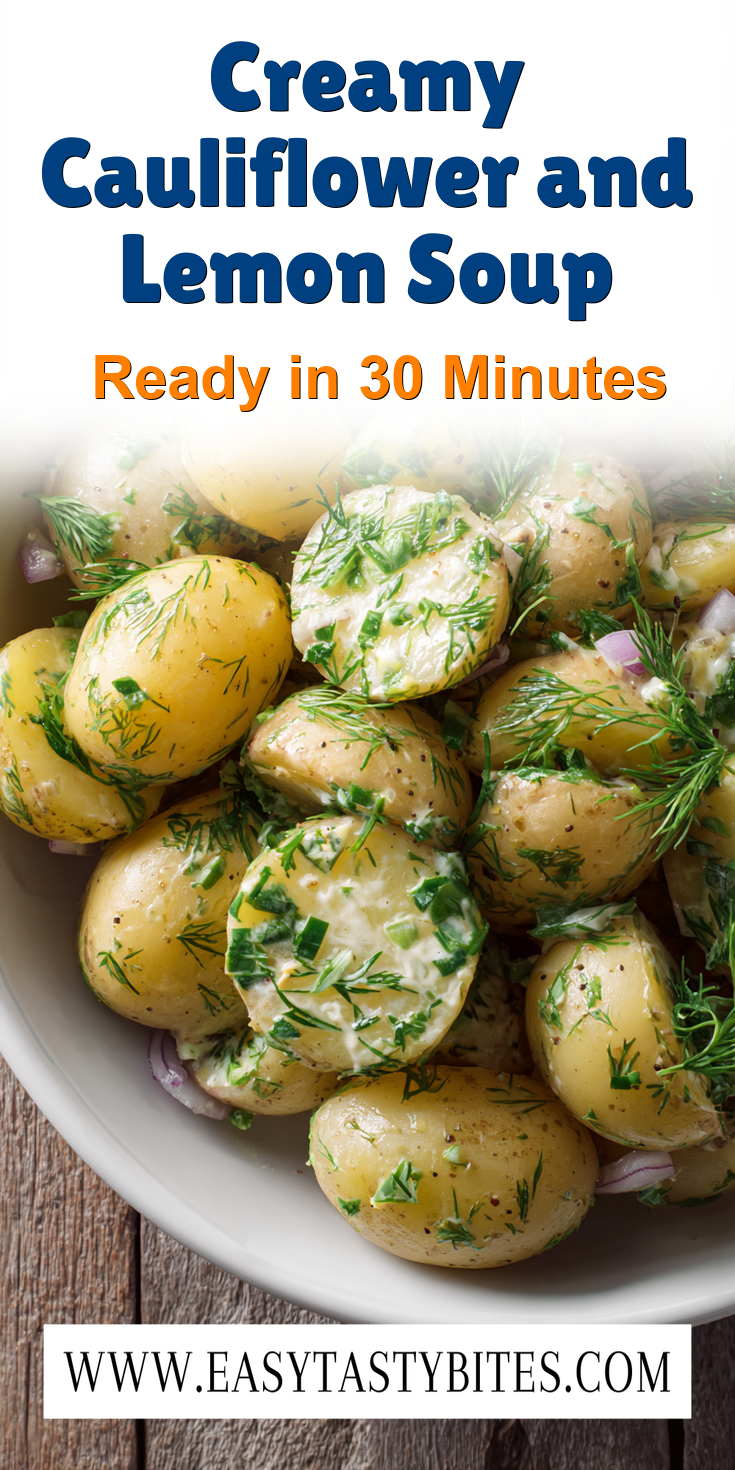 Creamy Cauliflower and Lemon Soup served warm with cozy spices