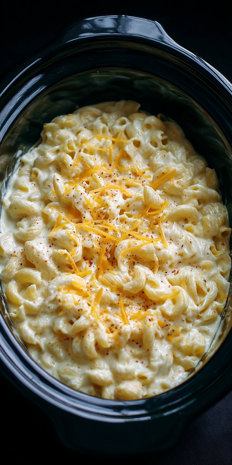 Crockpot Mac and Cheese Ultra Creamy served warm with cozy spices