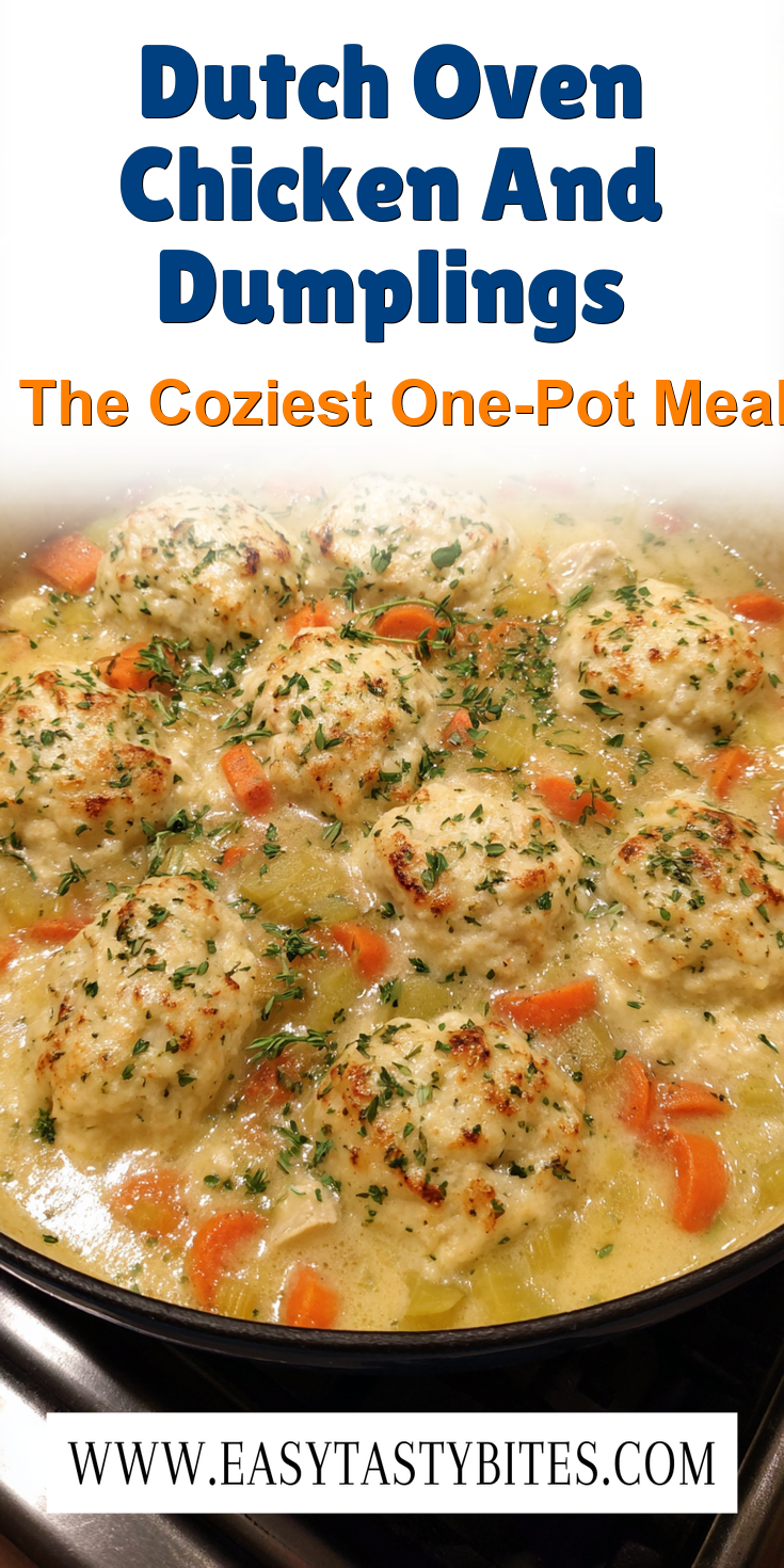 Dutch Oven Chicken And Dumplings served warm with cozy spices
