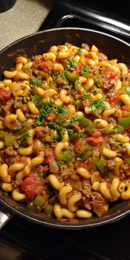 Easy Venison Goulash Pasta served warm with cozy spices
