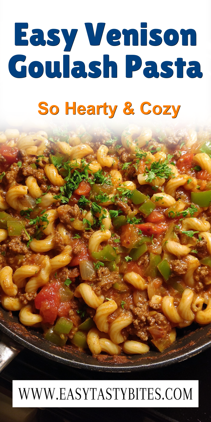 Easy Venison Goulash Pasta served warm with cozy spices