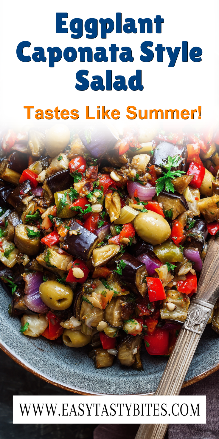 Eggplant Caponata Style Salad served warm with cozy spices