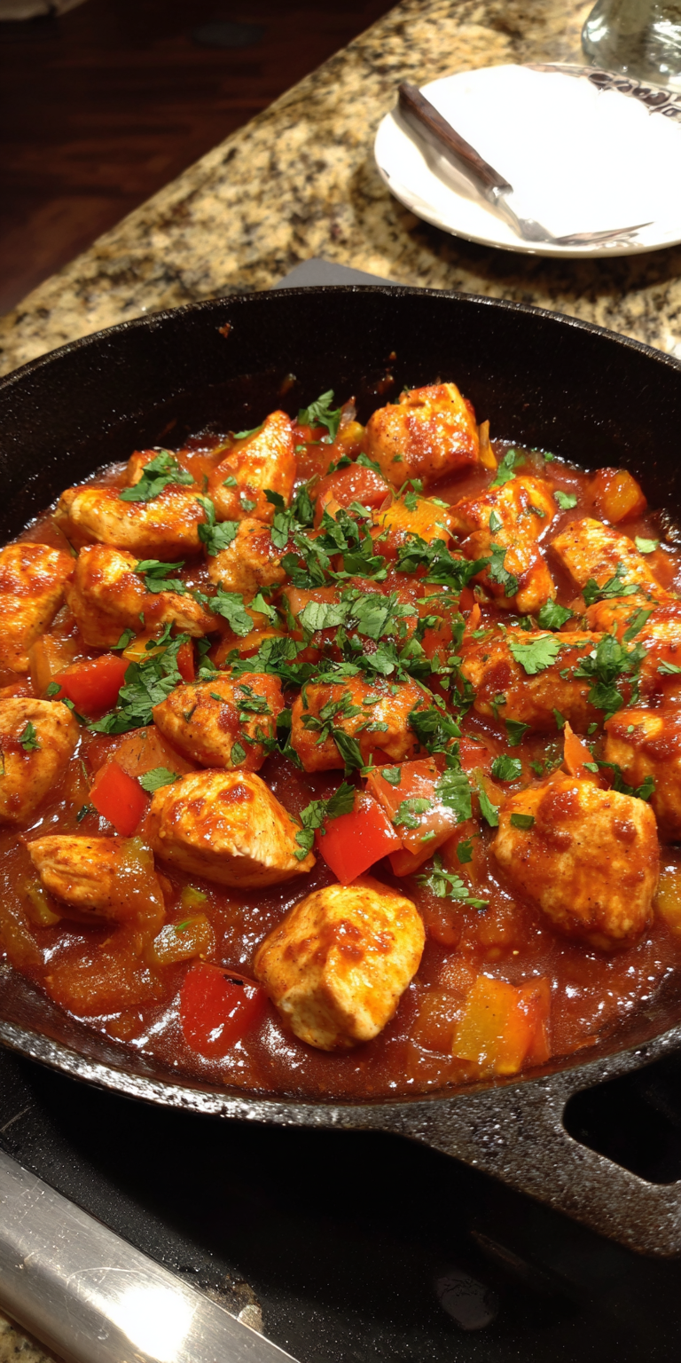 Enchilada Chicken Skillet Easy Meal served warm with cozy spices