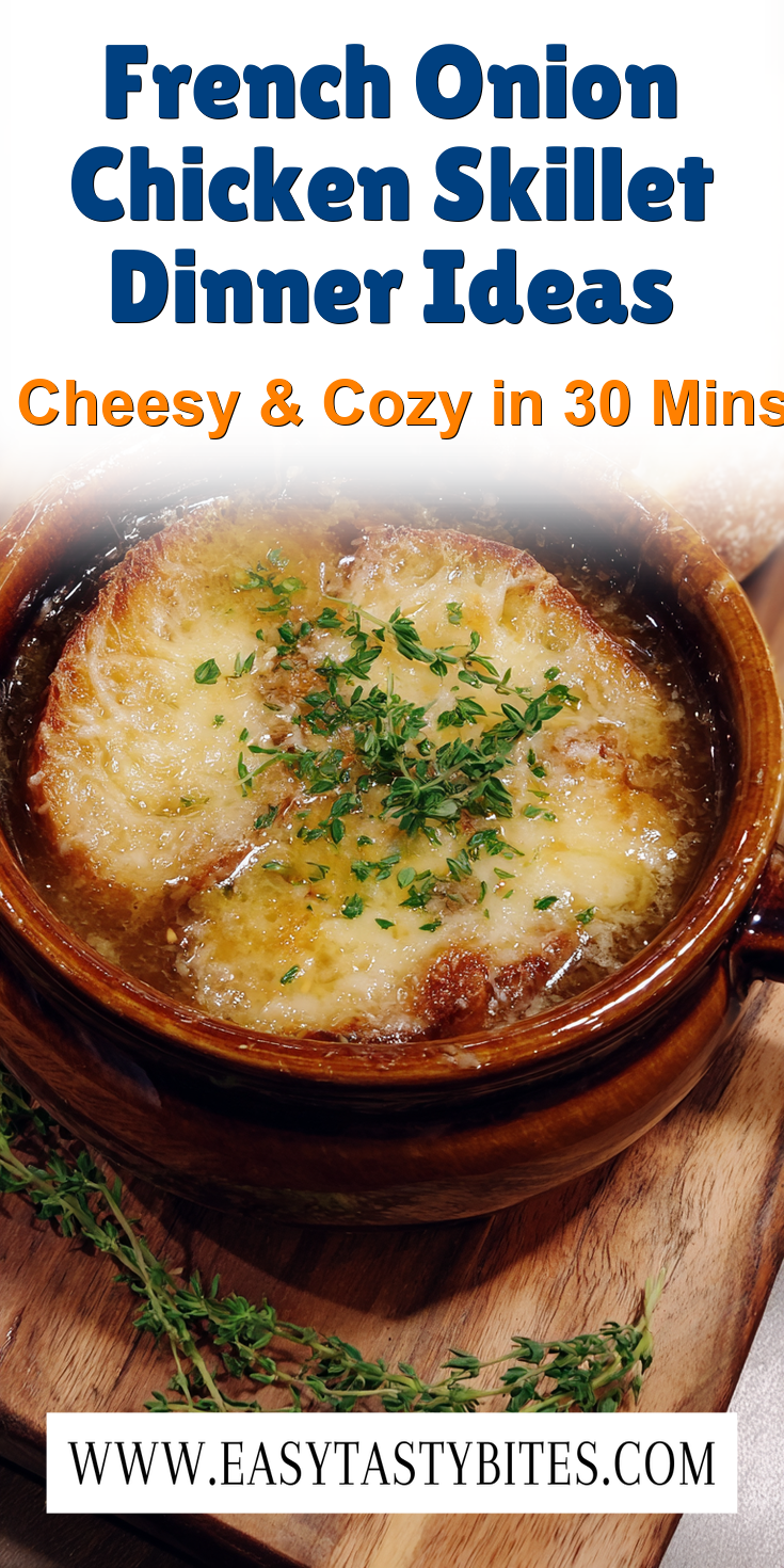 French Onion Chicken Skillet Dinner Ideas served warm with cozy spices
