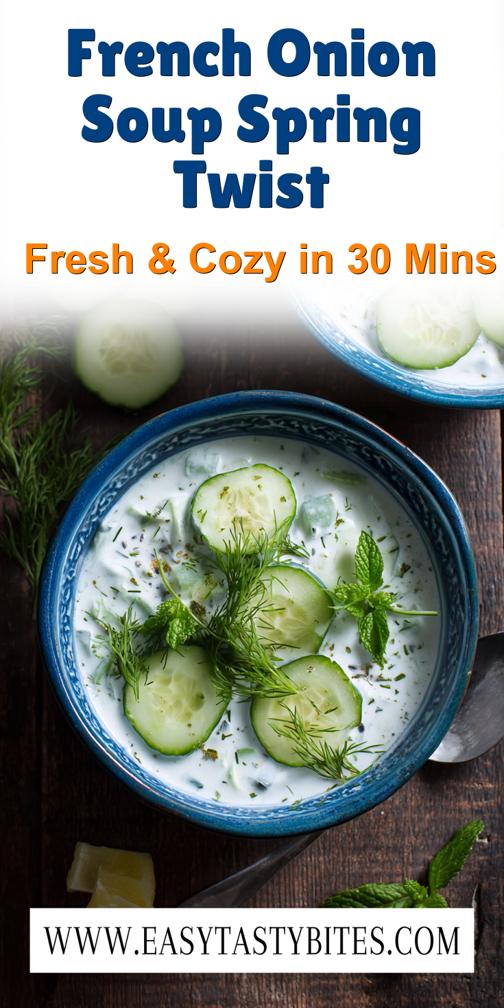 French Onion Soup Spring Twist served warm with cozy spices