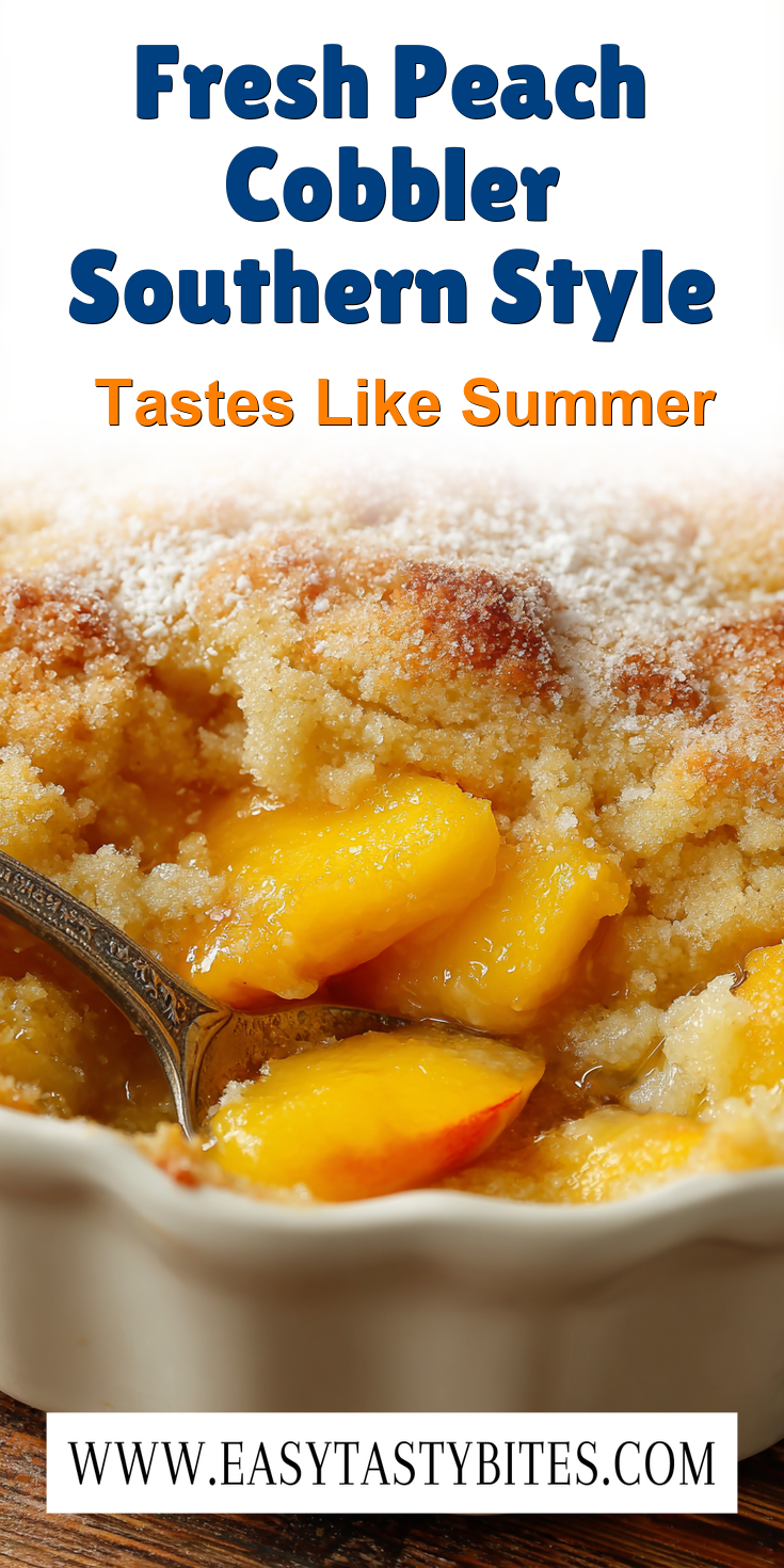 Fresh Peach Cobbler Southern Style served warm with cozy spices