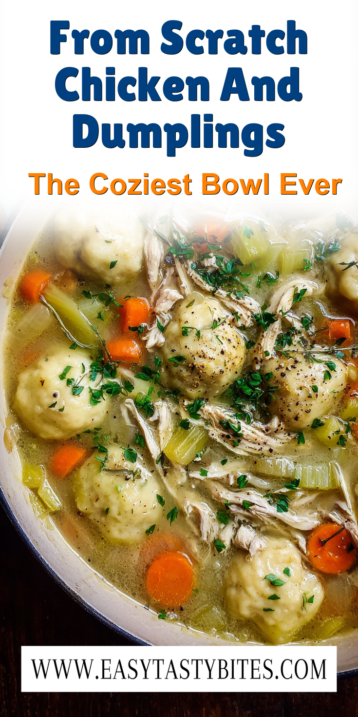 From Scratch Chicken And Dumplings served warm with gentle spices and a cozy aroma
