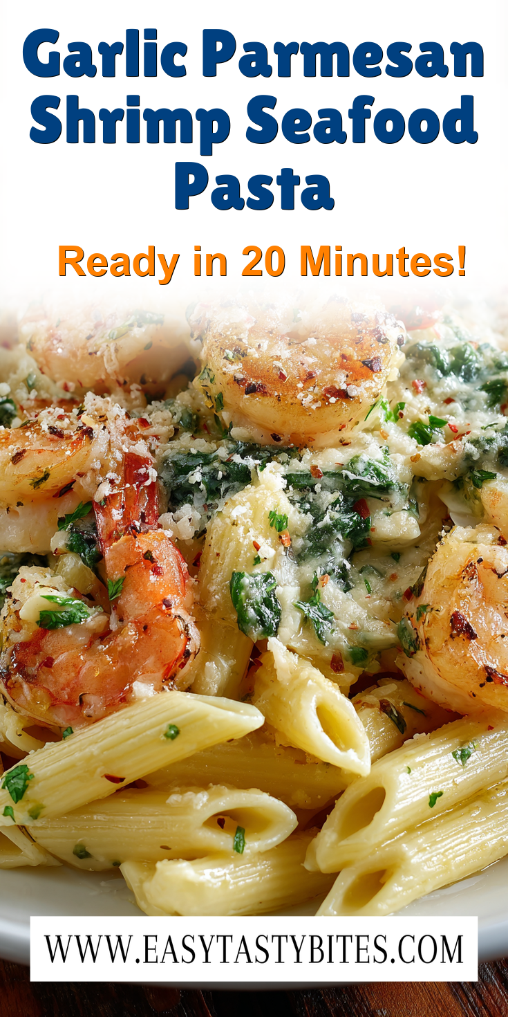 Garlic Parmesan Shrimp Seafood Pasta served warm with gentle spices and a cozy aroma