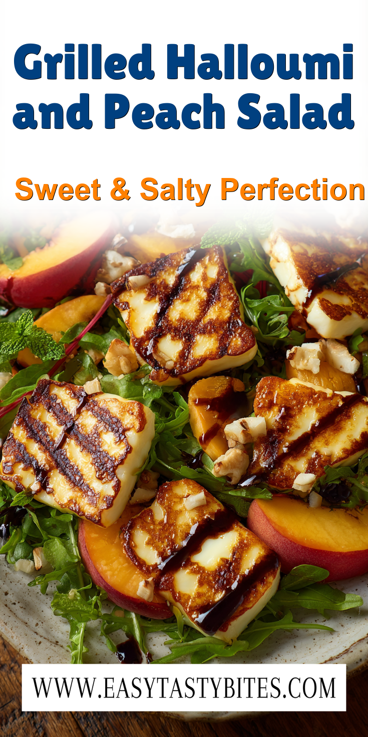 Grilled Halloumi and Peach Salad served warm with cozy spices