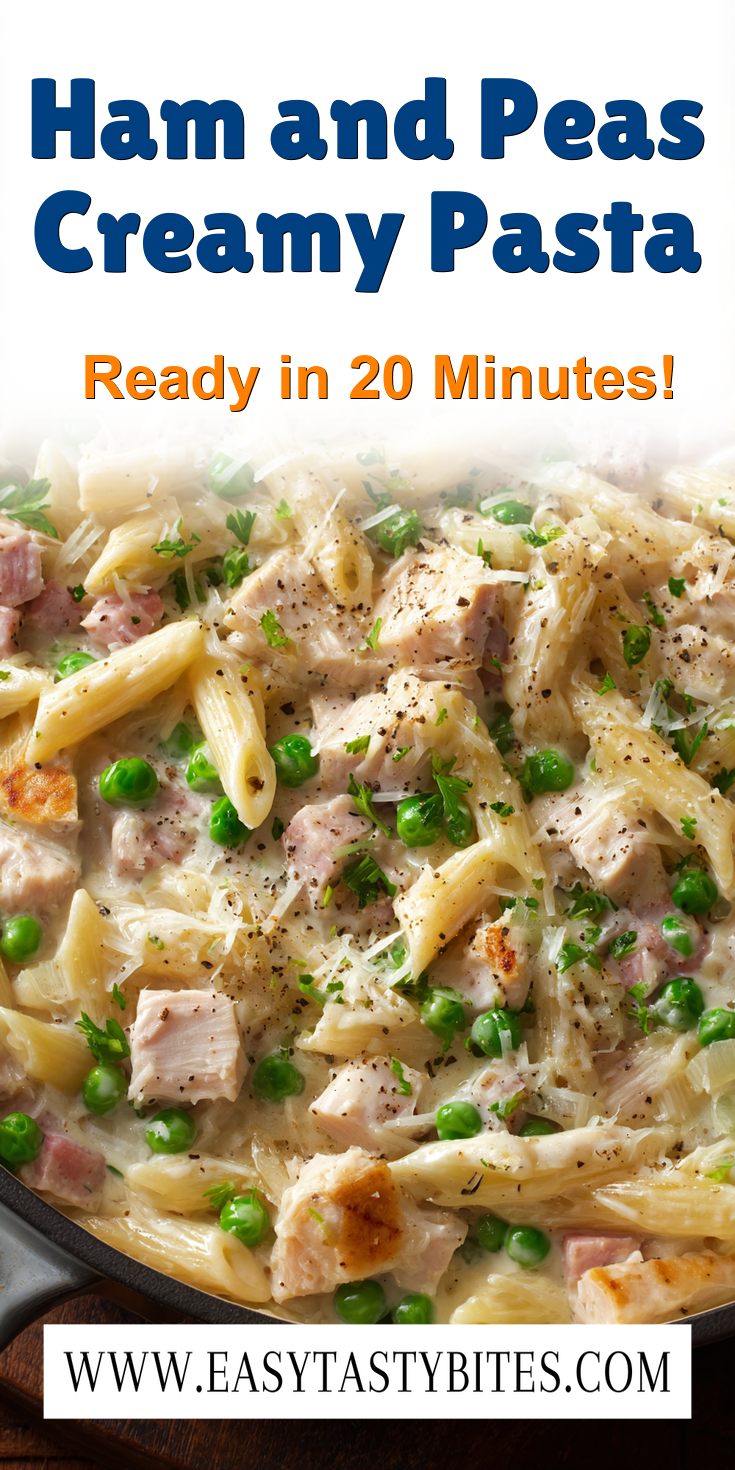 Ham and Peas Creamy Pasta served warm with cozy spices