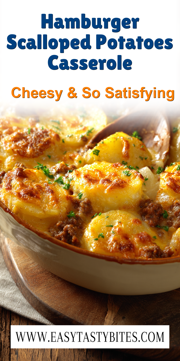 Hamburger Scalloped Potatoes Casserole served warm with cozy spices