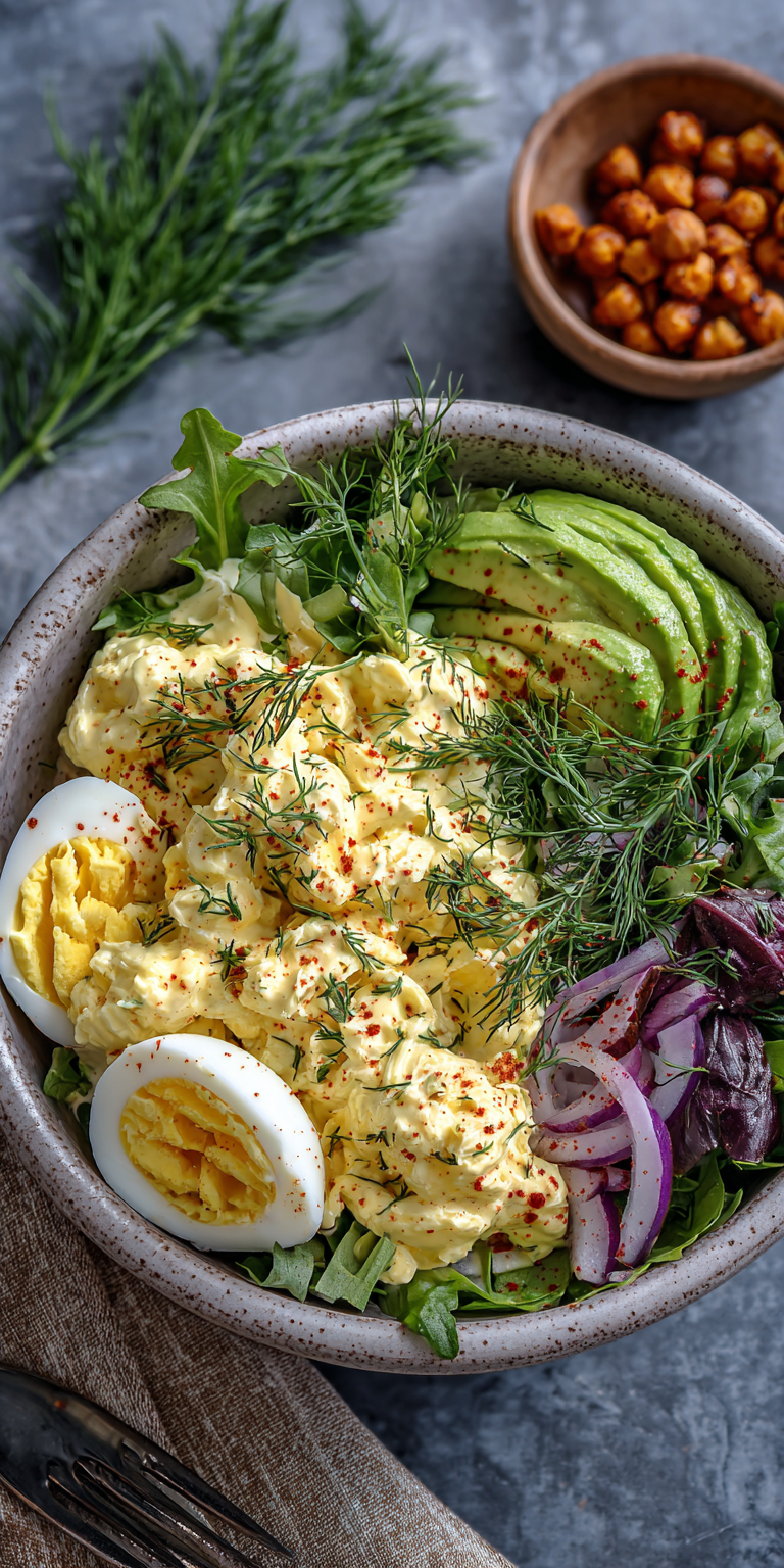 High Protein Egg Salad Bowl served warm with cozy spices