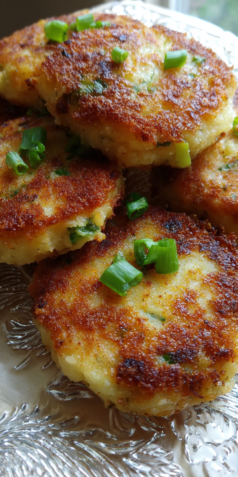 Leftover Mashed Potato Scalloped Cakes served warm with cozy spices