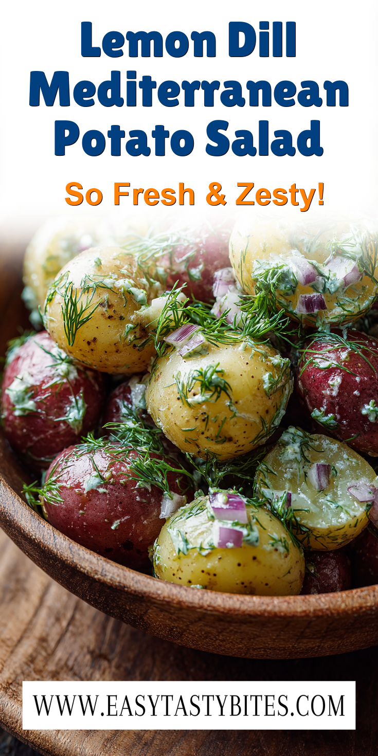 Lemon Dill Mediterranean Potato Salad served warm with cozy spices