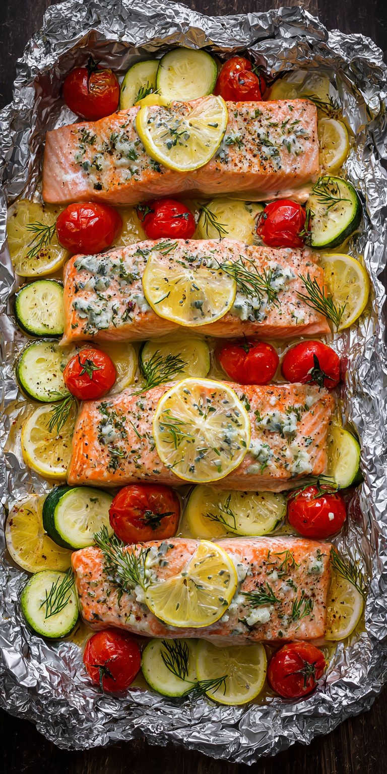 Lemon Dill Salmon Foil Packets served warm with gentle spices and a cozy aroma