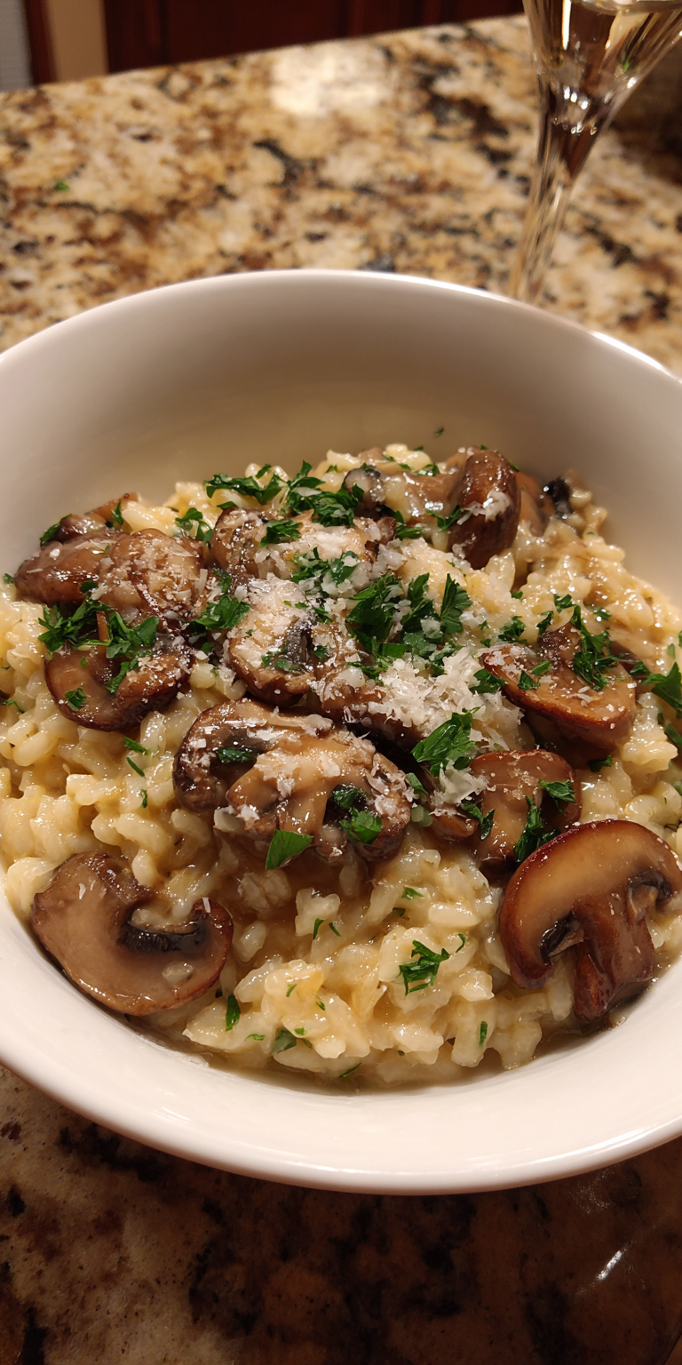 Mushroom Risotto Easy Dinner Ideas served warm with cozy spices