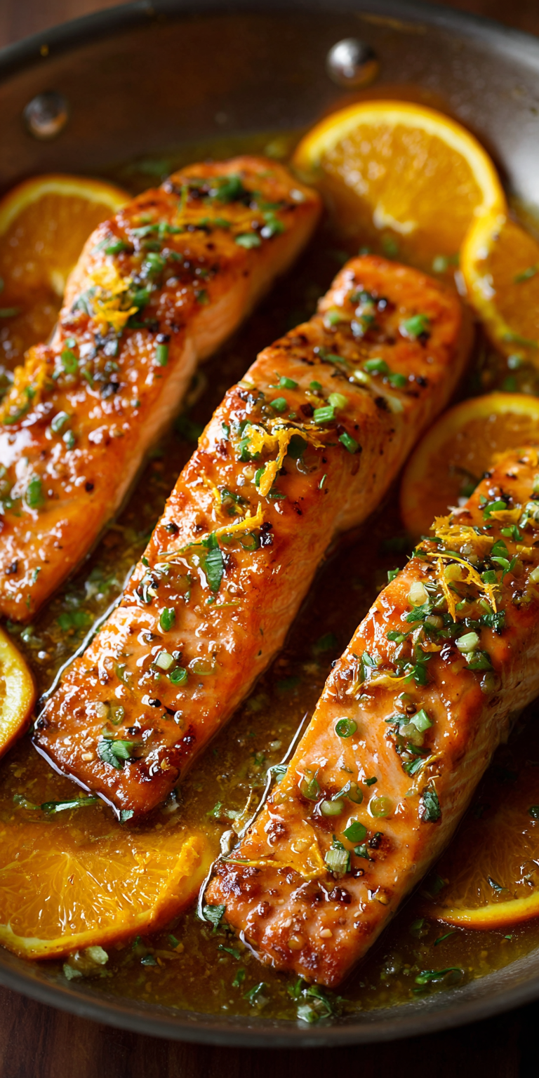 Orange Glazed Salmon Fillet served warm with cozy spices