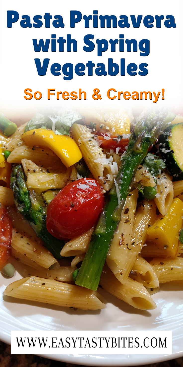 Pasta Primavera with Spring Vegetables served warm with cozy spices