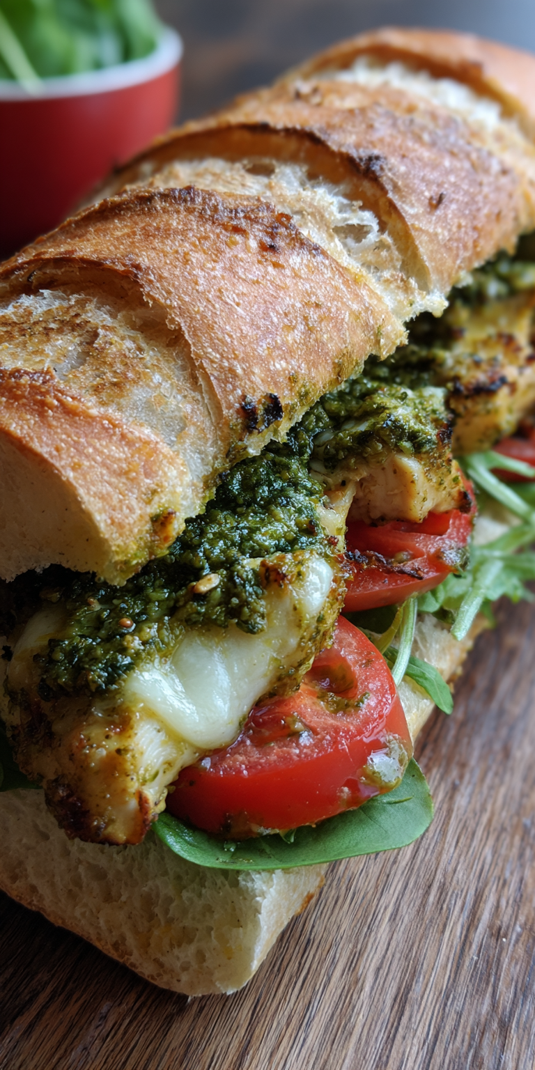 Pesto Chicken Sandwich for Lunch served warm with cozy spices
