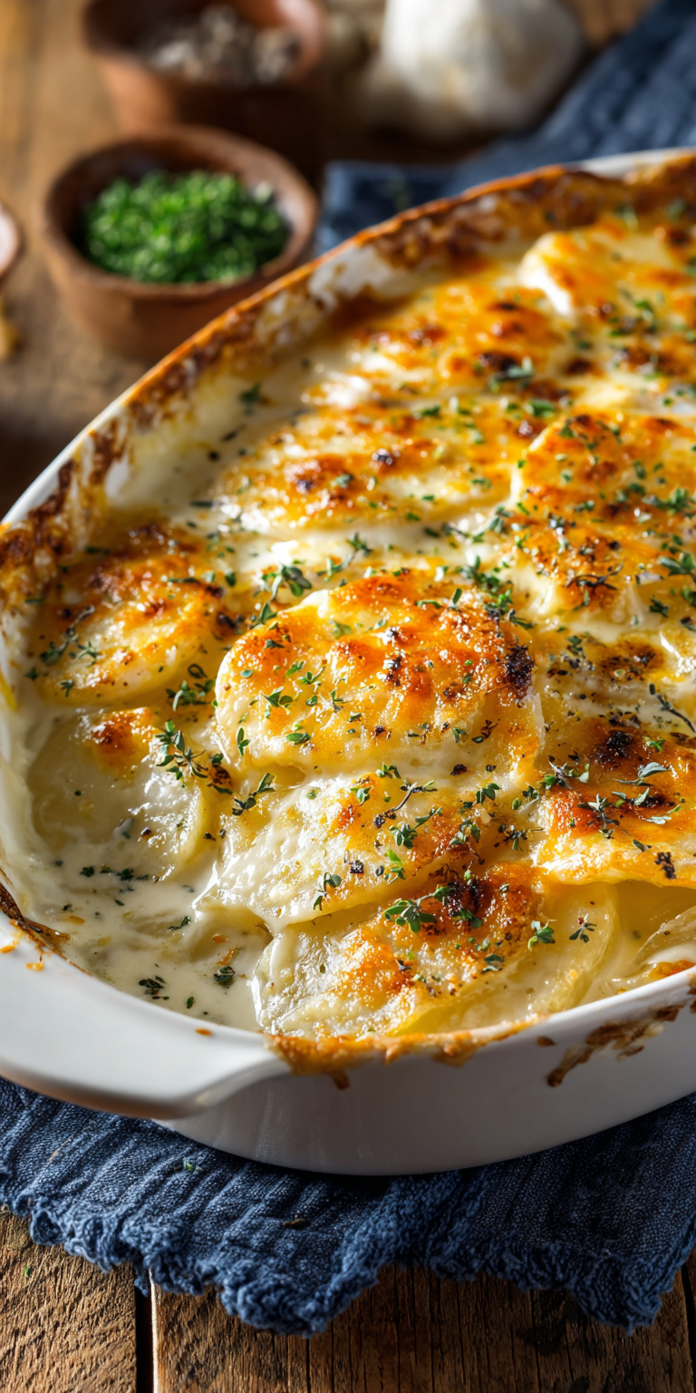 Ranch Seasoned Scalloped Potatoes served warm with cozy spices