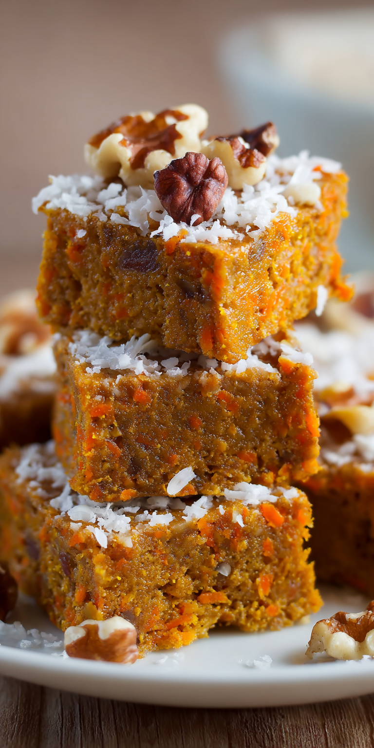 Raw Vegan Carrot Cake Bars served warm with cozy spices