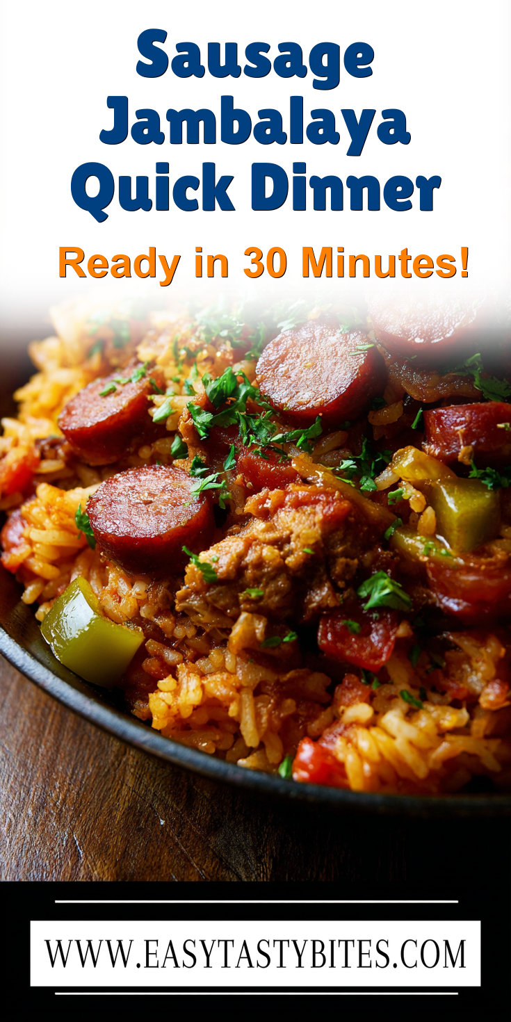 Sausage Jambalaya Quick Dinner served warm with cozy spices