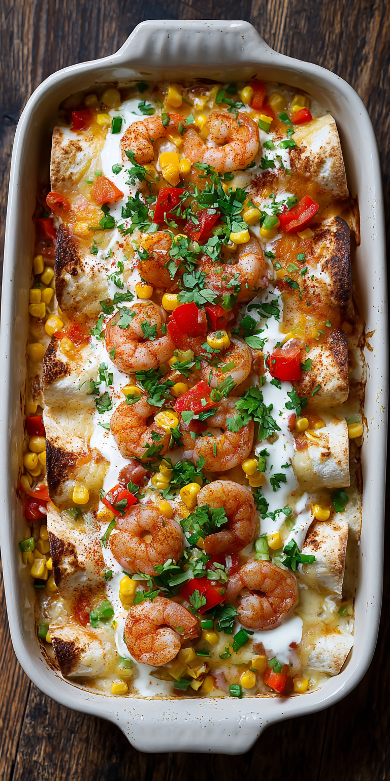 Seafood Enchiladas with Cream Sauce served warm with cozy spices