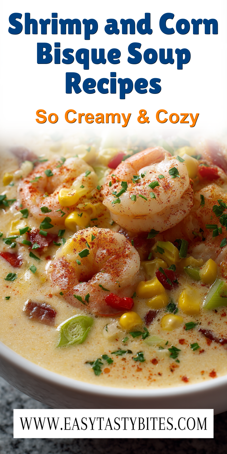 Shrimp and Corn Bisque Soup Recipes served warm with cozy spices