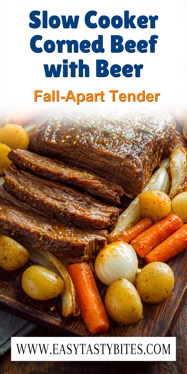 Slow Cooker Corned Beef with Beer served warm with cozy spices