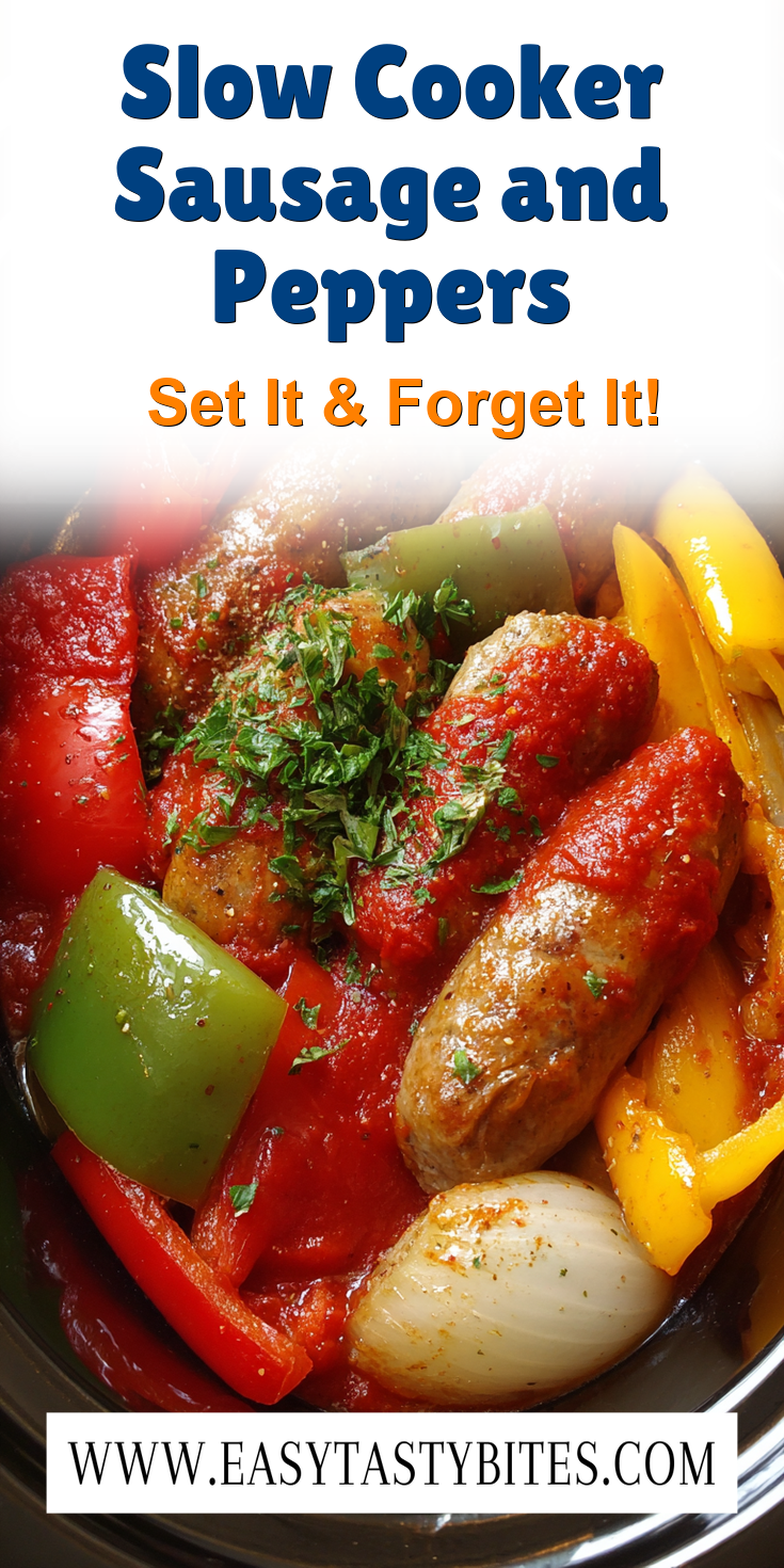 Slow Cooker Sausage and Peppers served warm with cozy spices