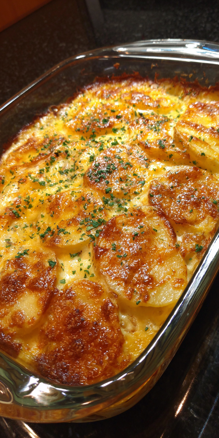 Spicy Cajun Scalloped Potatoes served warm with cozy spices