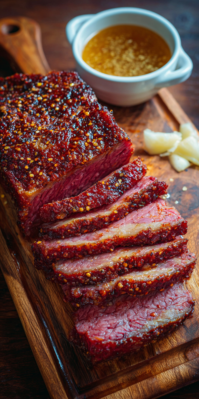 Spicy Corned Beef Brisket Roast served warm with cozy spices