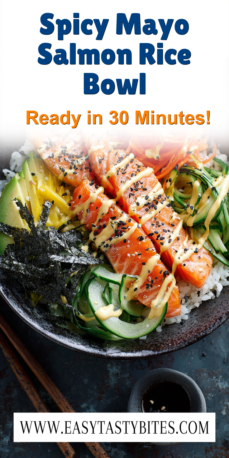 Spicy Mayo Salmon Rice Bowl served warm with cozy spices