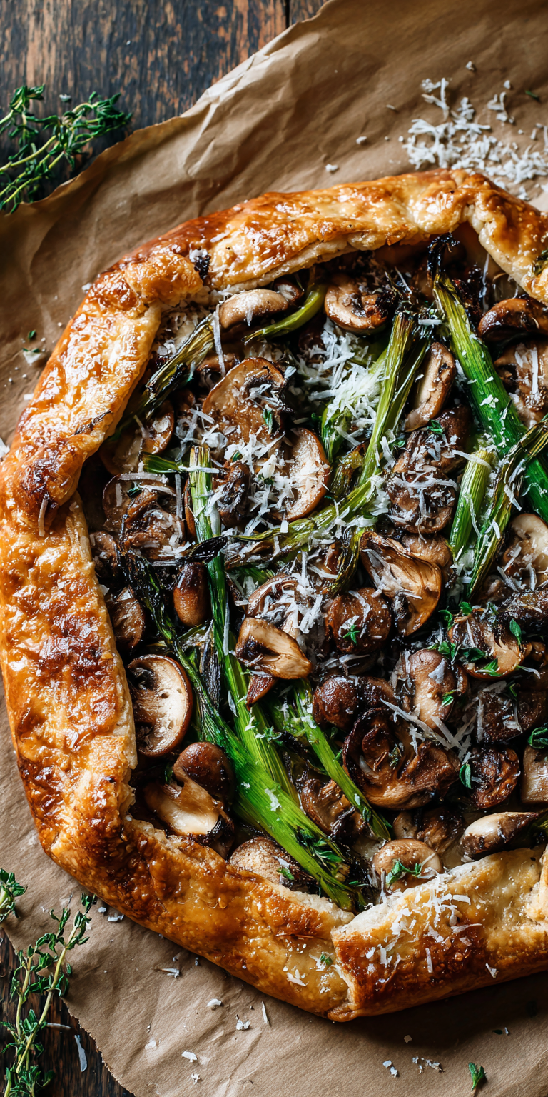 Spring Onion and Mushroom Galette served warm with cozy spices