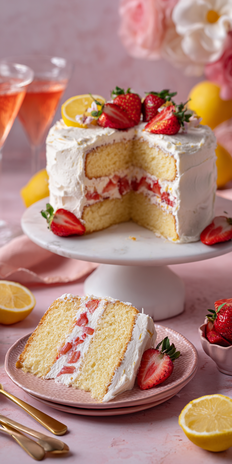 Strawberry Lemonade Layer Cake served warm with cozy spices