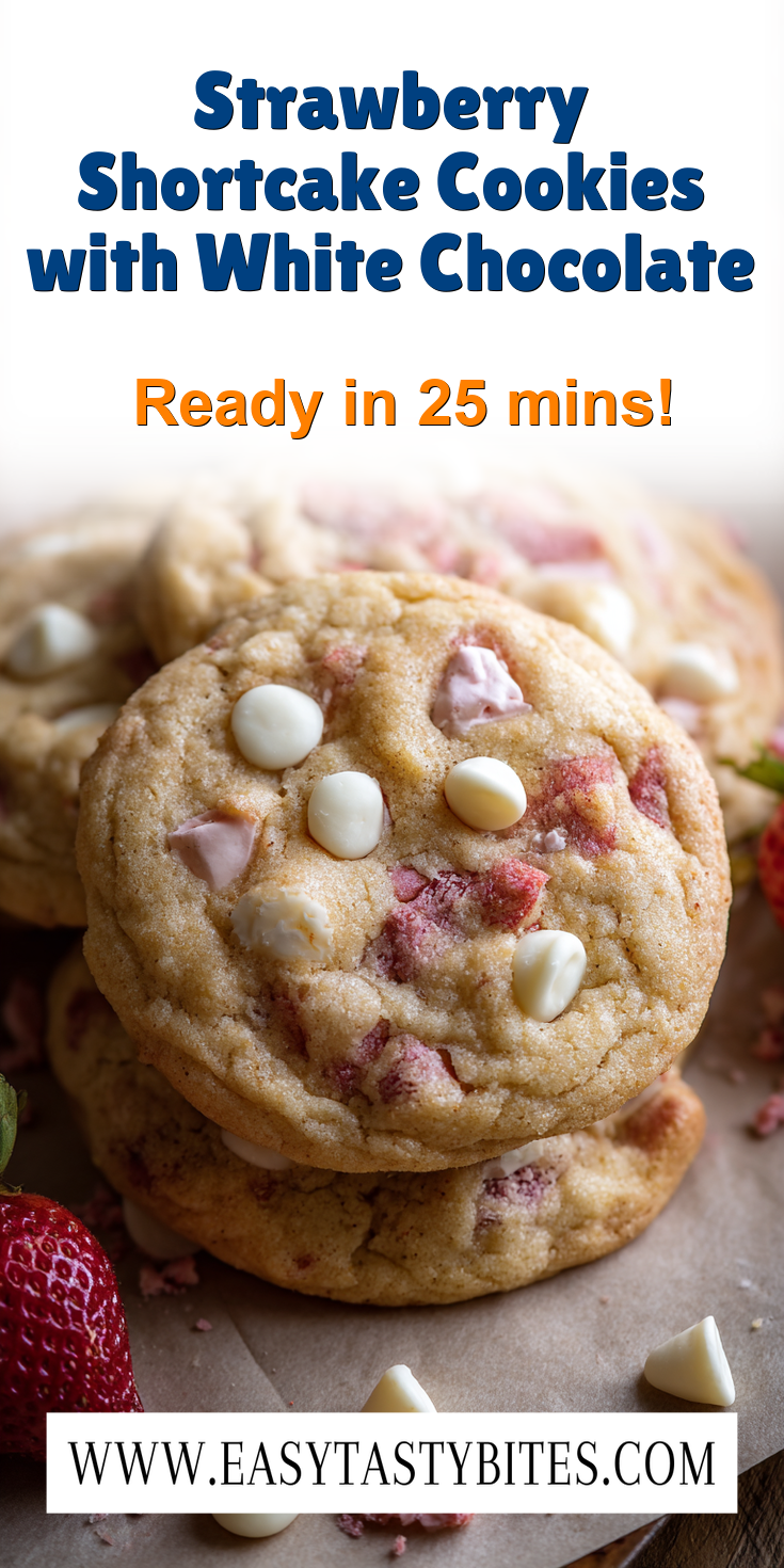 Strawberry Shortcake Cookies with White Chocolate served warm with cozy spices