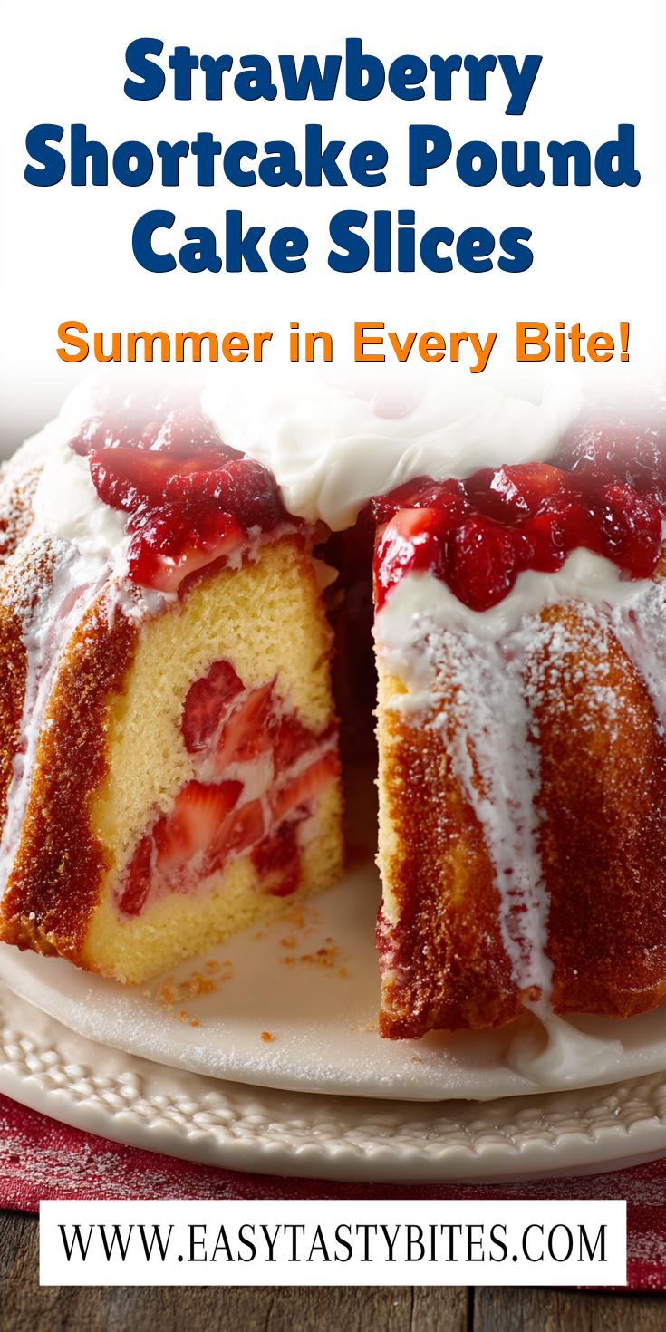 Strawberry Shortcake Pound Cake Slices served warm with cozy spices