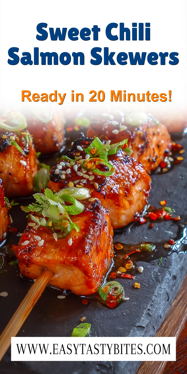 Sweet Chili Salmon Skewers served warm with cozy spices