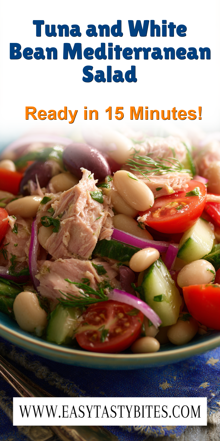 Tuna and White Bean Mediterranean Salad served warm with cozy spices