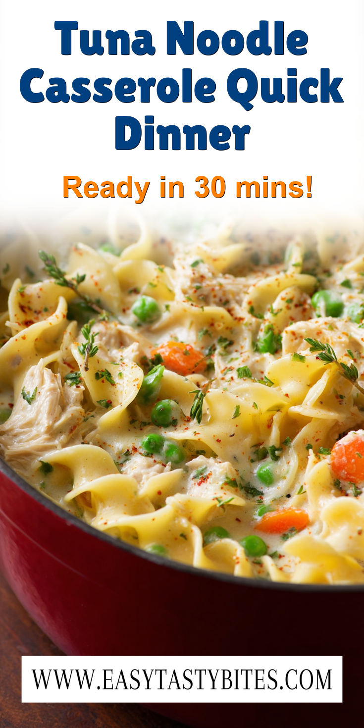 Tuna Noodle Casserole Quick Dinner served warm with cozy spices