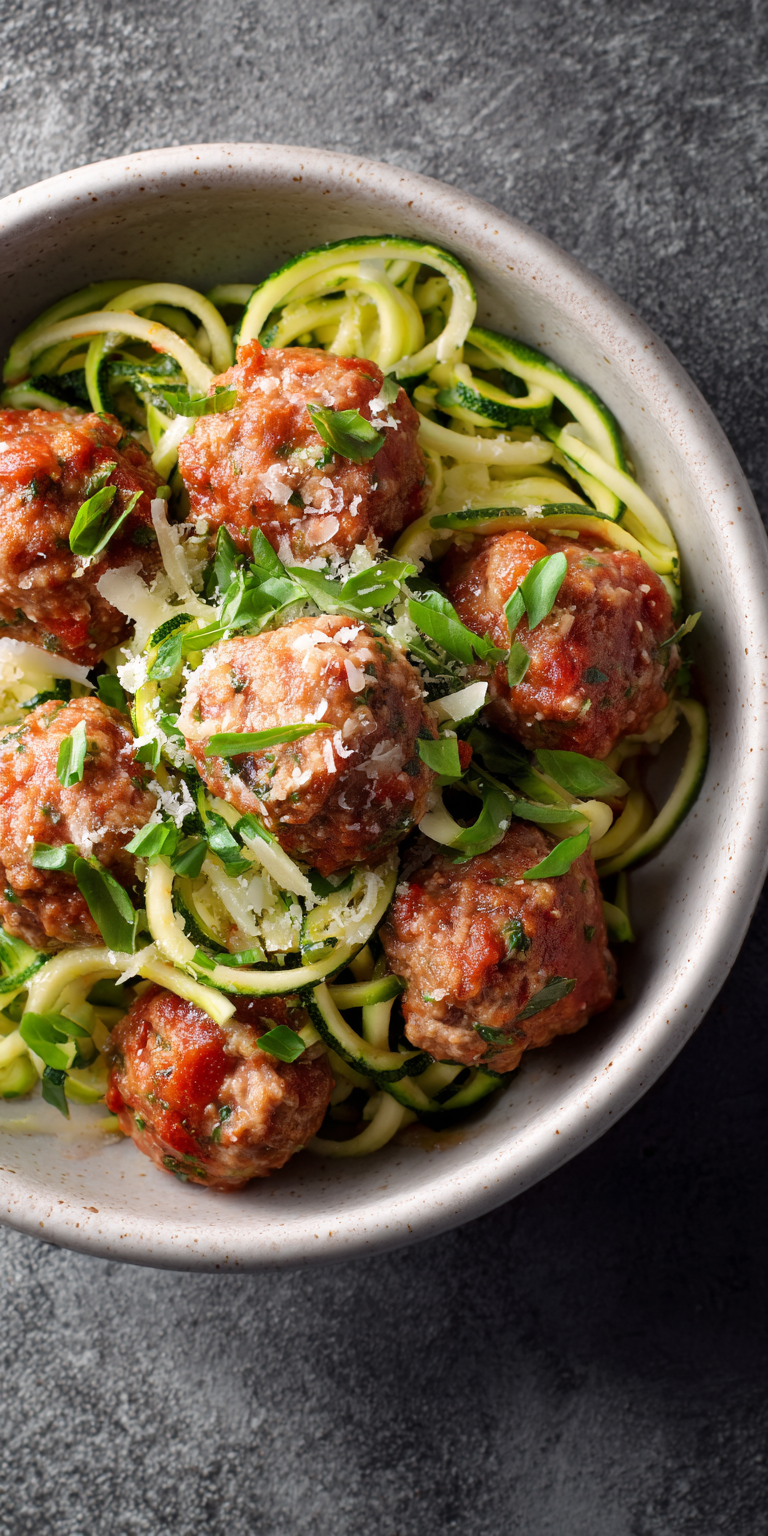Turkey Meatballs Zucchini Noodles High Protein served warm with cozy spices